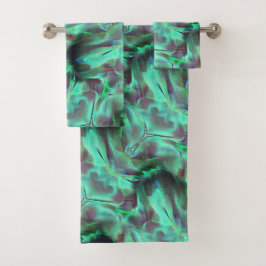 奇妙なスクラッチされたサテンのトーン、緑がかった炭素へ バスタオルセット