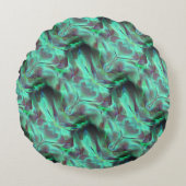 奇妙なスクラッチされたサテンのトーン、緑がかった炭素へ ラウンドクッション (正面)