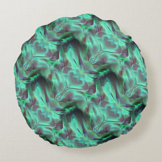 奇妙なスクラッチされたサテンのトーン、緑がかった炭素へ ラウンドクッション (裏面)