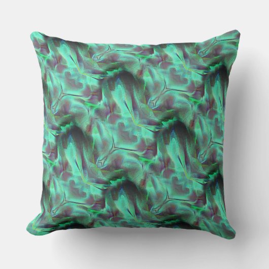 奇妙なスクラッチされたサテンのトーン、緑がかった炭素 クッション (正面)