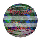 奇妙なストライプカラフルの傷と線 野球ボール (裏面)