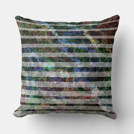 奇妙なストリップとラインの小さな正方形を傷 クッション (正面)