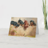 奇妙なダックスシャントの子犬たち | カール・ライチェルト カード (正面)