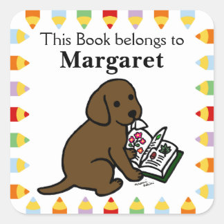 奇妙なチョコレートラブラドール子犬 スクエアシール