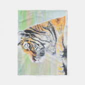 奇妙なトラ絵画ガの フリースブランケット (正面)