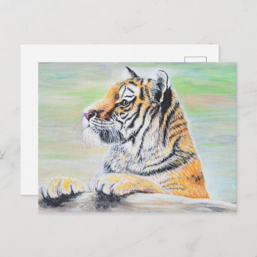 奇妙なトラ絵画ガの ポストカード (正面/裏面)