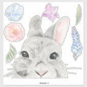 奇妙なバニーラビットとフローラデザイン要素 シール (シート)