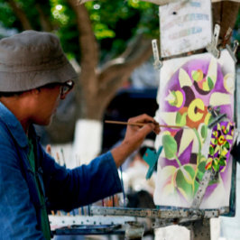 奇妙なパッシフローラフラワージオメトリックアート抽象芸術 キャンバスプリント