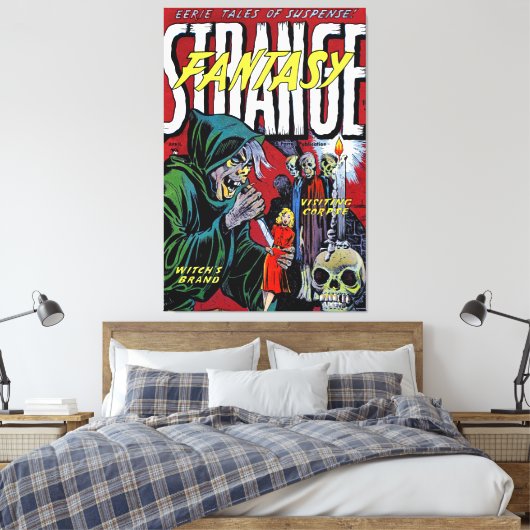 奇妙なファンタジーザ怖い魔女ヴィンテージ漫画 キャンバスプリント (インサイチュ (寝室))