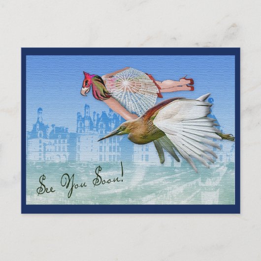 奇妙なフライト – 休暇から戻る ポストカード (正面)