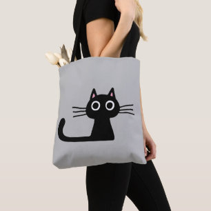 奇妙なブラックキティキャットキットンおもしろいファッション トートバッグ