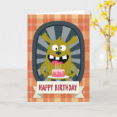 奇妙なモンスターのバースデーカード カード (黄色い花)