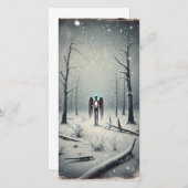 奇妙なユニーク雪の冬の夜のホリデーカード シーズンカード (正面/裏面)