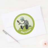 奇妙なロボットが彼の最初の蝶の漫画を見る ラウンドシール (封筒)