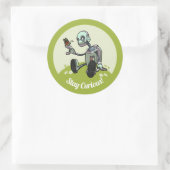 奇妙なロボットが彼の最初の蝶の漫画を見る ラウンドシール (バッグ)