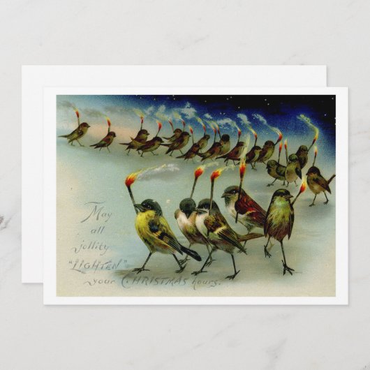 奇妙なヴィンテージのマッチをした鳥の群れ シーズンカード (正面/裏面)