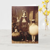 奇妙なヴィンテージビクトリアン衣装パーティーはがき カード (黄色い花)
