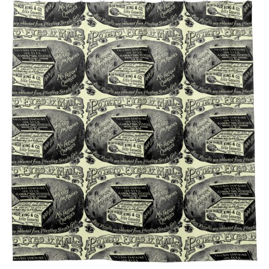 奇妙なヴィンテージポテト広告 シャワーカーテン (正面)