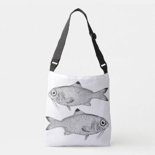 奇妙なヴィンテージ魚のスケッチ クロスボディバッグ