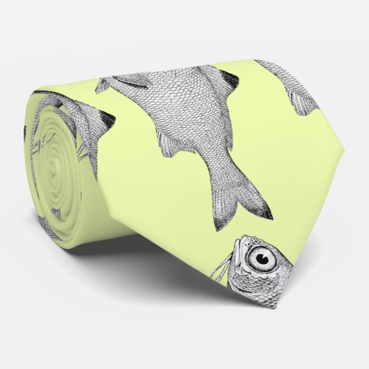 奇妙なヴィンテージ魚のスケッチ ネクタイ (ロール)