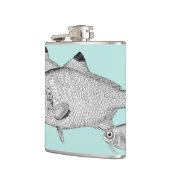 奇妙なヴィンテージ魚のスケッチ フラスク (左)