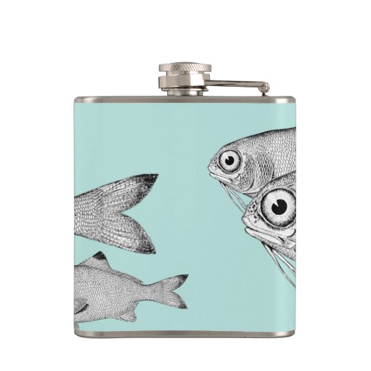 奇妙なヴィンテージ魚のスケッチ フラスク (裏面)