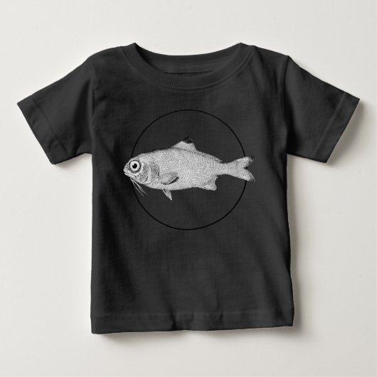 奇妙なヴィンテージ魚のスケッチ ベビーTシャツ (正面)