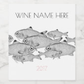 奇妙なヴィンテージ魚のスケッチ ワインラベル (シングルラベル)