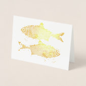 奇妙なヴィンテージ魚のスケッチ 箔カード (正面)