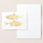 奇妙なヴィンテージ魚のスケッチ 箔カード (ディスプレー)