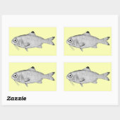 奇妙なヴィンテージ魚のスケッチ 長方形シール (シート)