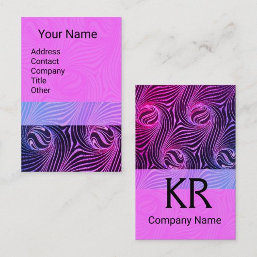 奇妙な円と渦巻きピンクブラック抽象芸術 名刺 (正面/裏面)