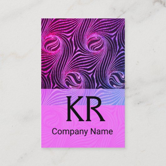 奇妙な円と渦巻きピンクブラック抽象芸術 名刺 (裏面)