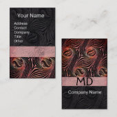 奇妙な円、渦巻き赤茶色の抽象芸術黒 名刺 (正面/裏面)