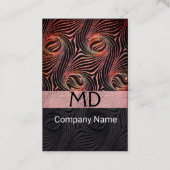 奇妙な円、渦巻き赤茶色の抽象芸術黒 名刺 (裏面)