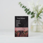 奇妙な円、渦巻き赤茶色の抽象芸術黒 名刺 (スタンド正面)