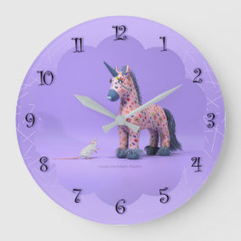 奇妙な出会いマウスとユニコーン ラージ壁時計