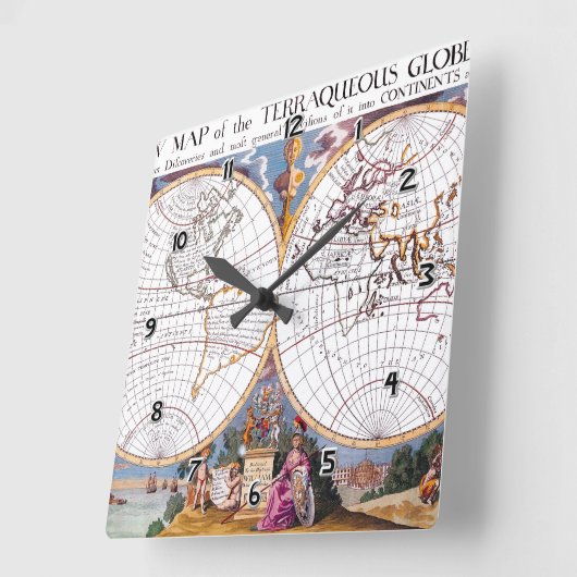 奇妙な地球の壁時計の新しい地図 スクエア壁時計 (傾斜)