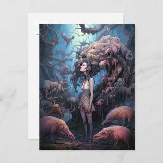 奇妙な変異を持つ女性の超現実美術 ポストカード (正面/裏面)