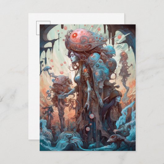 奇妙な変異を持つ女性の超現実美術 ポストカード (正面/裏面)