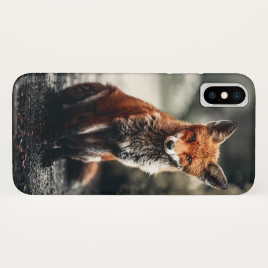 奇妙な大きな赤と白キツネが自然に座って Case-Mate iPhoneケース (裏面(横))