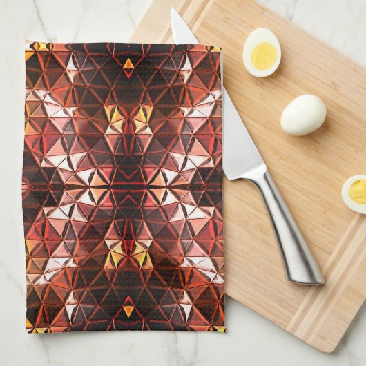 奇妙な形状を生成する赤い三角形の繰り返し キッチンタオル (四つ折り)