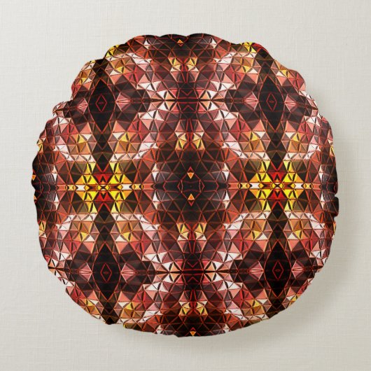 奇妙な形状を生成する赤い三角形の繰り返し ラウンドクッション (正面)