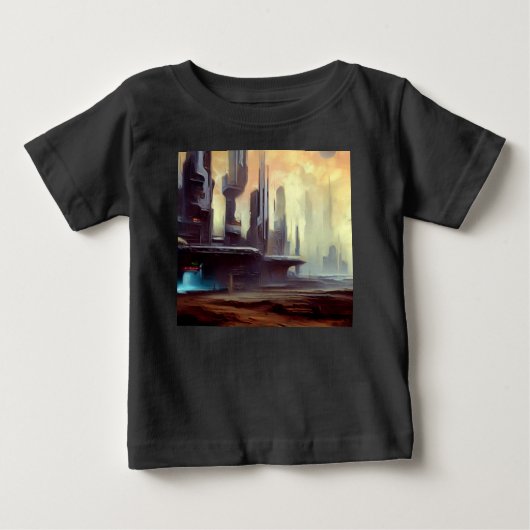 奇妙な惑星の上のSF都市2 ベビーTシャツ (正面)