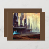 奇妙な惑星の上のSF都市2 ポストカード (正面/裏面)