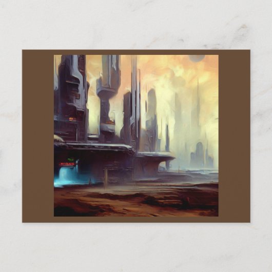 奇妙な惑星の上のSF都市2 ポストカード (正面)