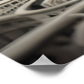 奇妙な抽象芸術グレーモノクロームスリアルシティ ポスター (角)