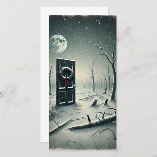 奇妙な暗い不気味なクリスマスドアホリデーカード シーズンカード (正面/裏面)