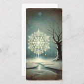 奇妙な暗い雪の冬の夜の雪のフレークのカード シーズンカード (正面/裏面)