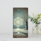 奇妙な暗い雪の冬の夜の雪のフレークのカード シーズンカード (スタンド正面)